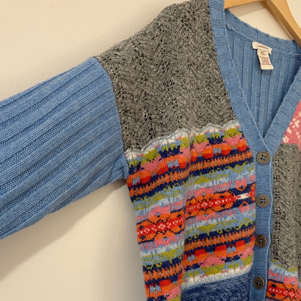 Sundance Lambswool Angora Patchwork Cardigan Swea… - image 3